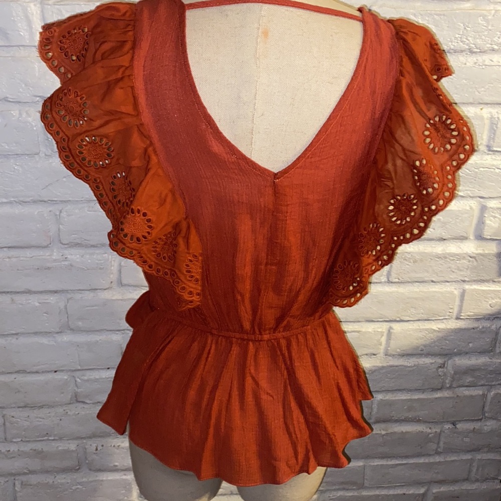 SOLD Twine and String Woman Orange Blouse/Top size M - Picture 8 of 12